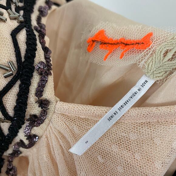 Free People Wildflower Embellished Maxi Dress - Nude - Size 0 - Picture 11 of 12